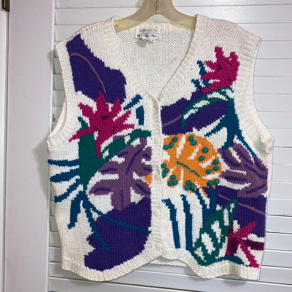Vintage 80s plant lady monstera sweater